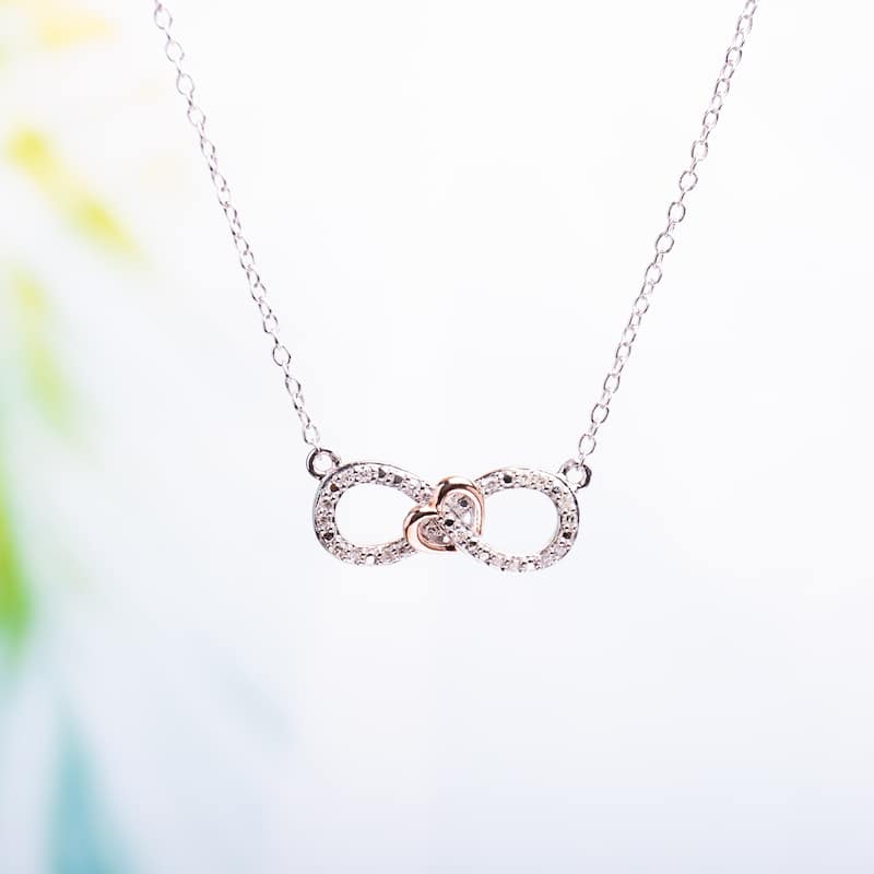 Miadora Sterling Silver 1/10 ct. TDW Diamond Heart Infinity Necklace