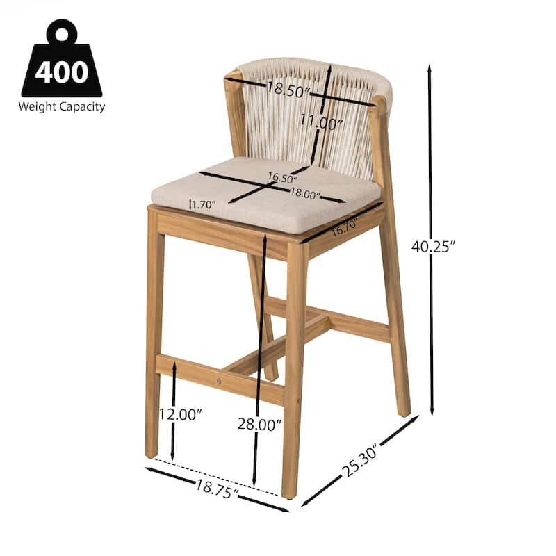 Teak Finished Wood with Beige Cushion