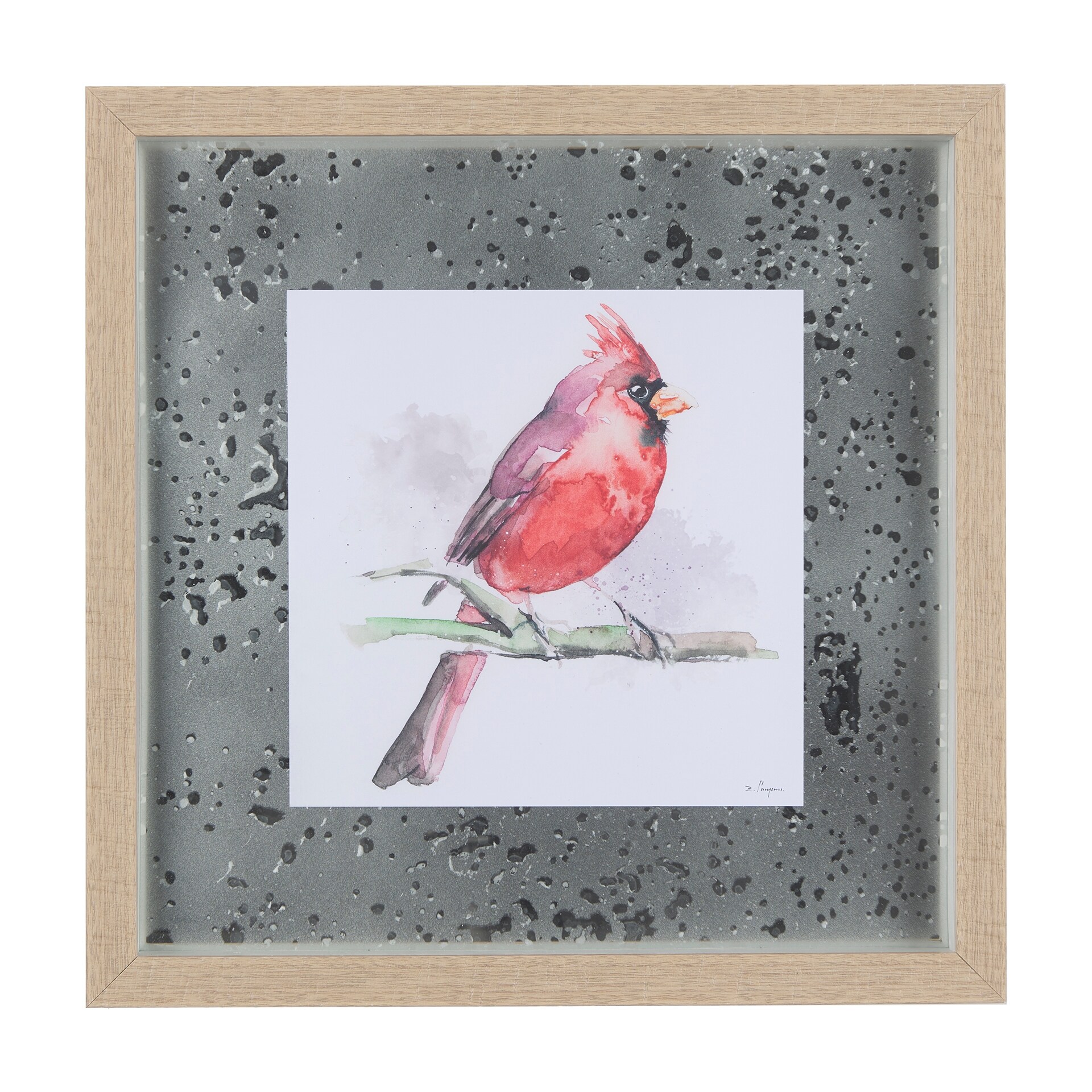 Cardinal II by Mercana Studio a Hand Embellished Textured Framed Art Print Matted under Glass