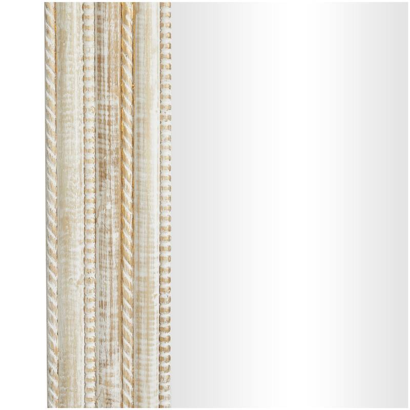 Mango Wood Handmade Room Wall Mirror with Ribbed Edged Frame - Cream - Roche River Decor