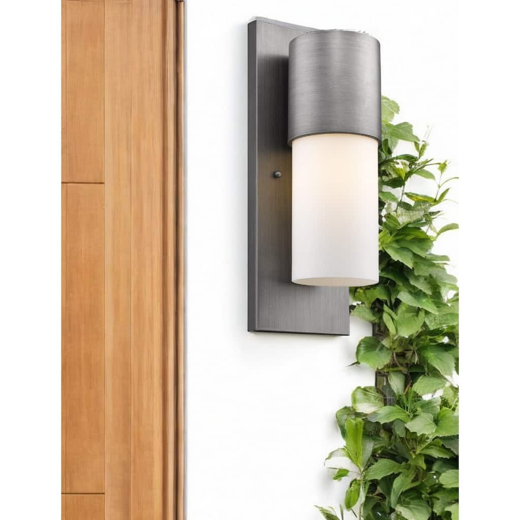 Modern White Wall Light with Cylindrical Opal Glass for Home Decor - 5.75” x 6” x 16”