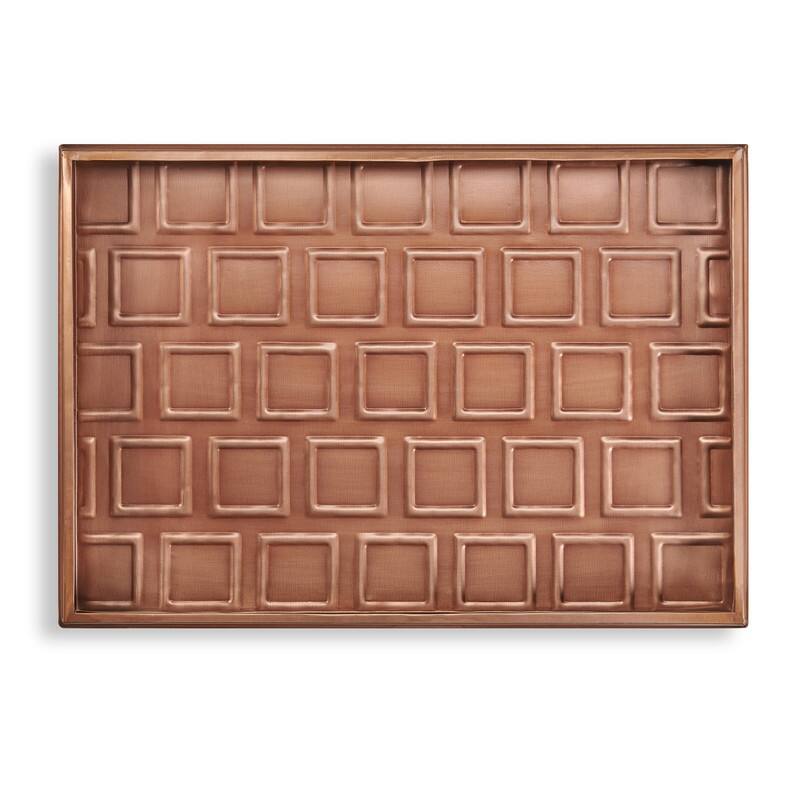 20" Squares Multi-Purpose Boot Tray for Boots, Shoes, Plants, Pet Bowls, and More, Copper Finish by Good Directions