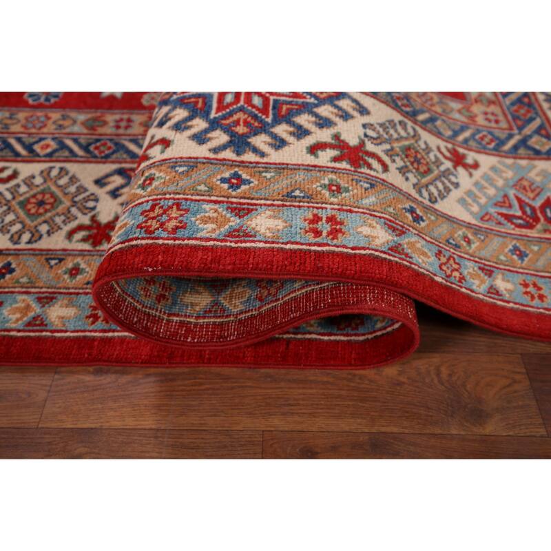 Red Kazak Area Rug Hand-Knotted Oriental Wool Carpet - 6'5" x 9'9"