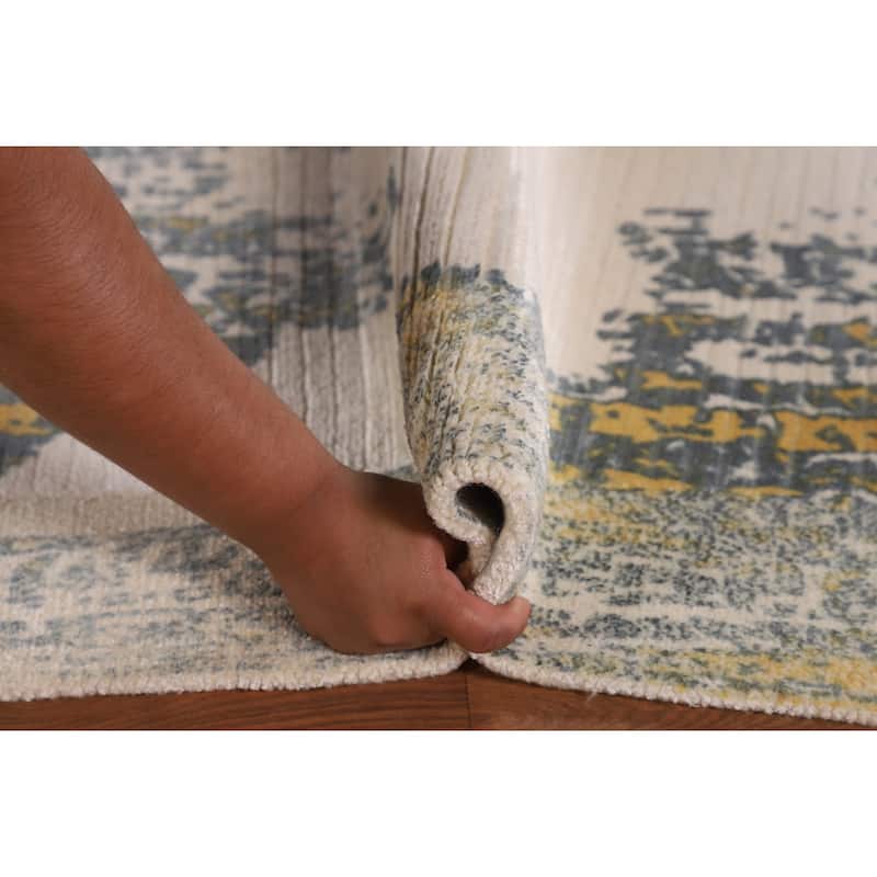 All-Over Abstract Area Rug Handmade Wool Carpet - 3'11"x 5'8"