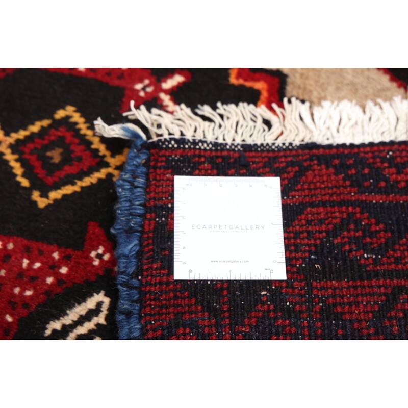 ECARPETGALLERY Hand-knotted Baluch Beige, Red Wool Rug - 3'0 x 5'6