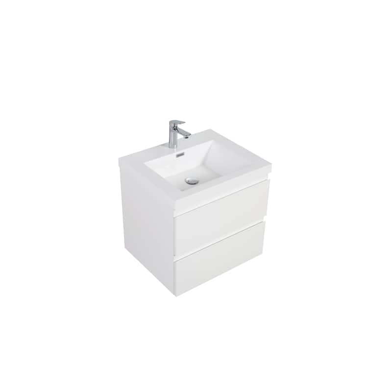 24" Floating Bathroom Vanity with Resin Sink,Soft Close Drawers
