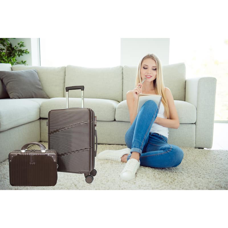 World Traveler 2-Piece Carry-on Vanity Trunk Luggage Set
