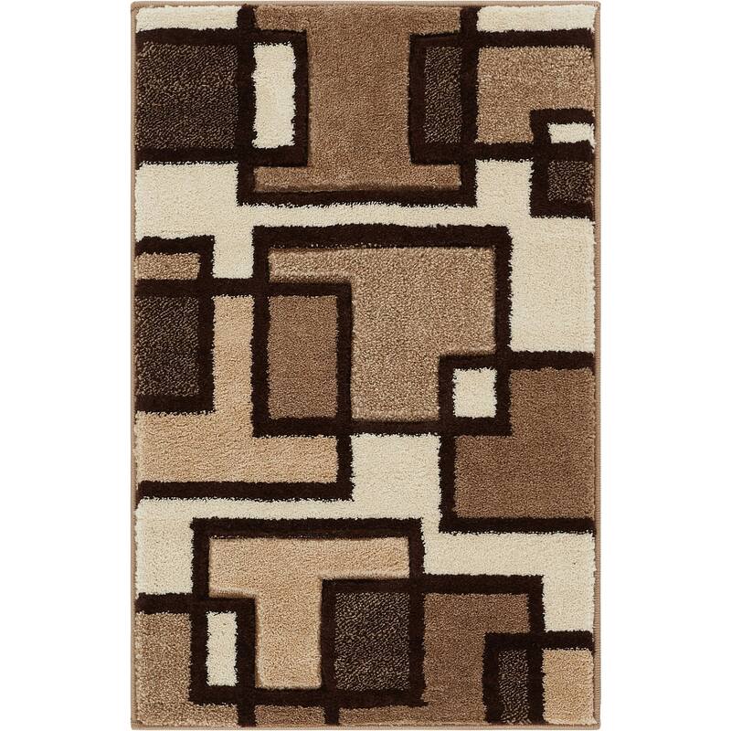 Well Woven Ruby Imagination Squares Modern Geometric Area Rug - 2' x 3' - Cream - Runner/Rectangle