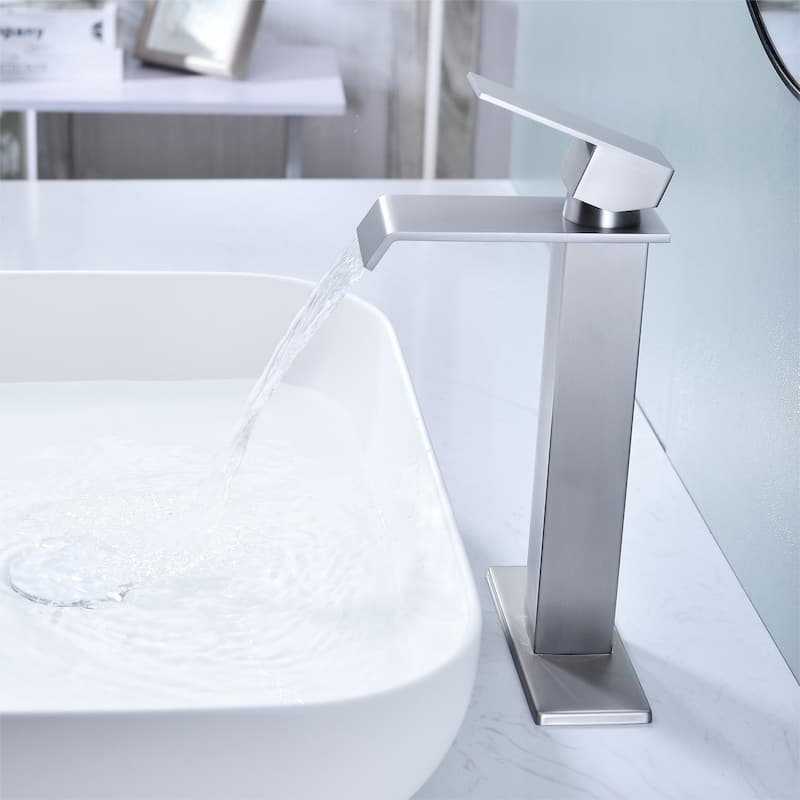 Waterfall Bathroom Sink Faucet - Brushed Nickel