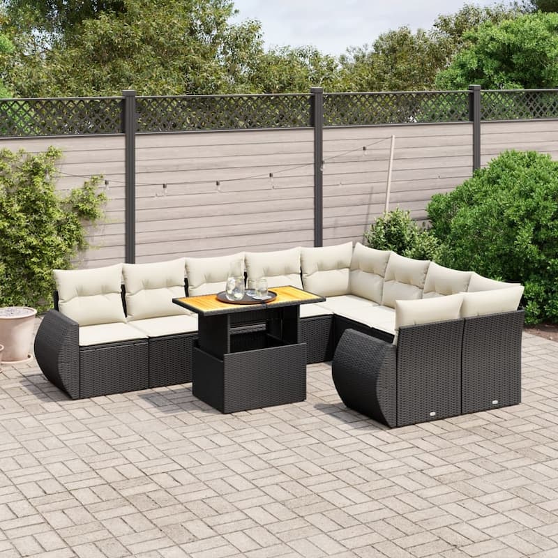 vidaXL Garden Sofa Set - Black - form2