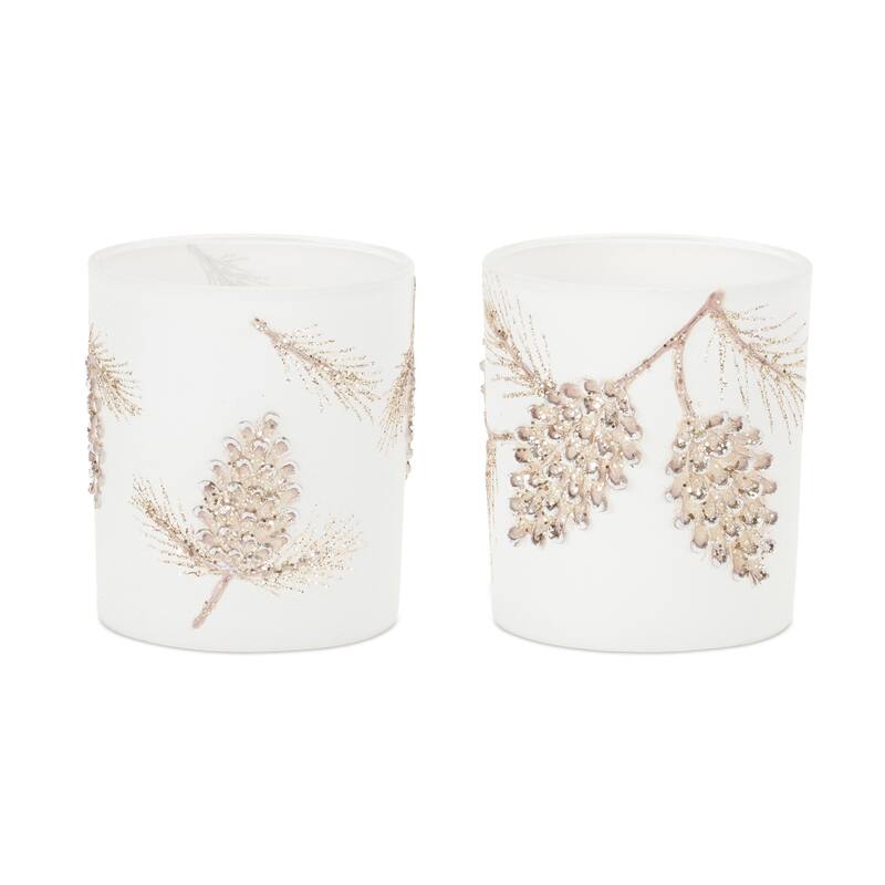 Glittered Pine Cone Candle Holder (Set of 6) Bed Bath & Beyond 37971581
