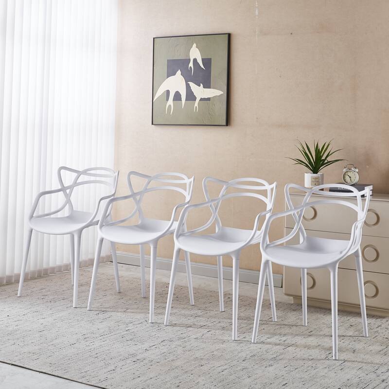 Plastic Dining Chairs Set of 4, Transparent Design Modern Kitchen Office