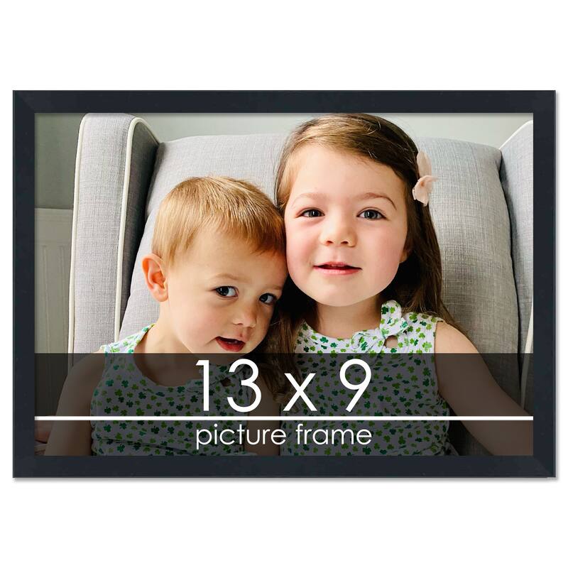 13x9 Contemporary Black Complete Wood Picture Frame with UV Acrylic, Foam Board Backing, & Hardware - Black
