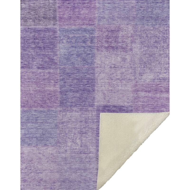 Premium Machine Washable Vintage Patchwork Sherpa Throw Blanket