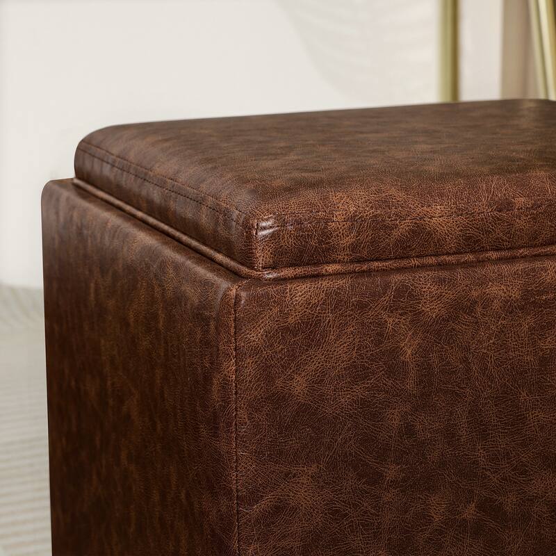 Adeco Storage Ottoman With Tray