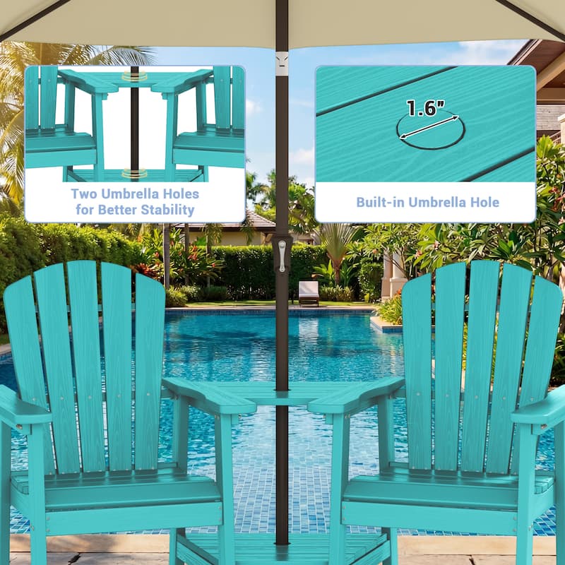 Outdoor Tall Adirondack Chair Set of 2 with Connecting Tray