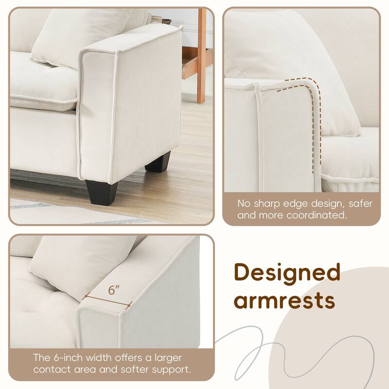 100" L-Shaped Convertible 4-Seat Sectional Sofa with Removable Ottoman and Matching Pillows, Ideal for Living Room