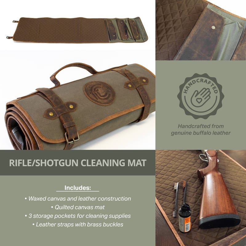 Outdoor Leisure Products Model CT10007 Canvas and Leather Shotgun / Rifle Rollup Cleaning Mat