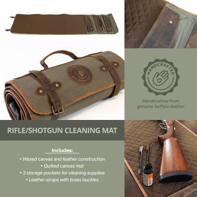 Outdoor Leisure Products Model CT10007 Canvas and Leather Shotgun / Rifle Rollup Cleaning Mat