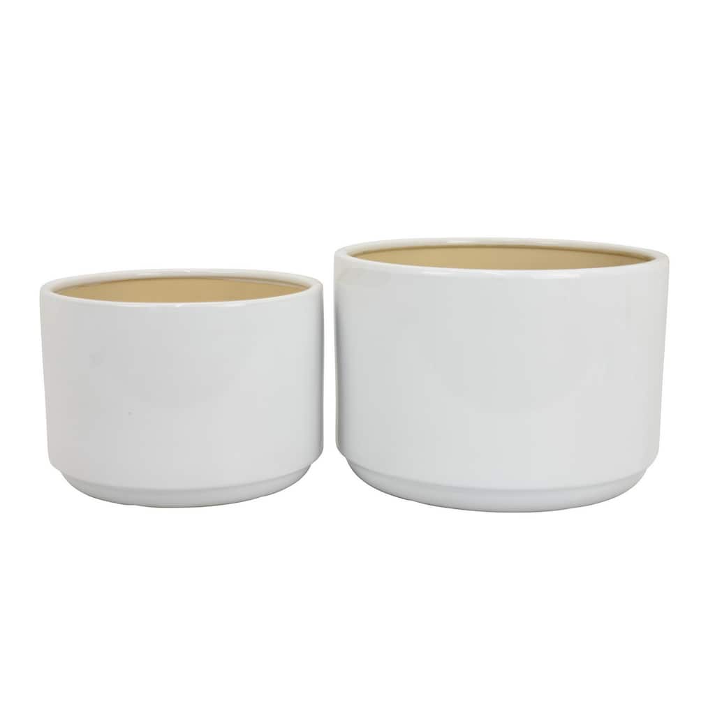 Handmade Ceramic Planter Set Cylindrical Glossy Finish Elegant Design聽