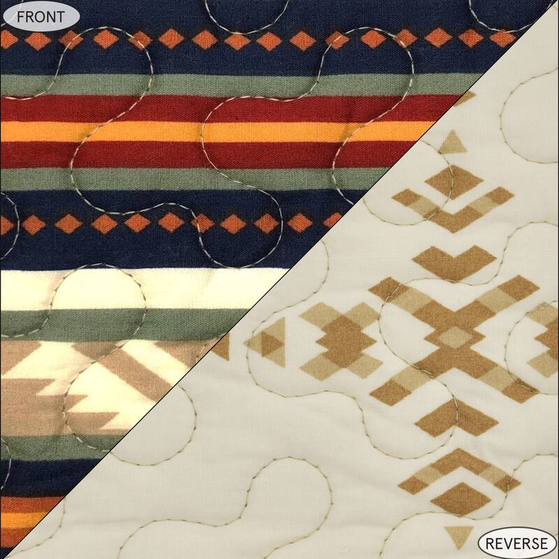Paseo Road Del Sol Aztec Western Bedding 3 Piece Reversible Quilt Set with Pillow Shams