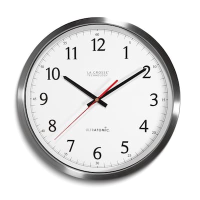 Curata Ultratomic Stainless Steel Frame Automatic-Set Wall Clock