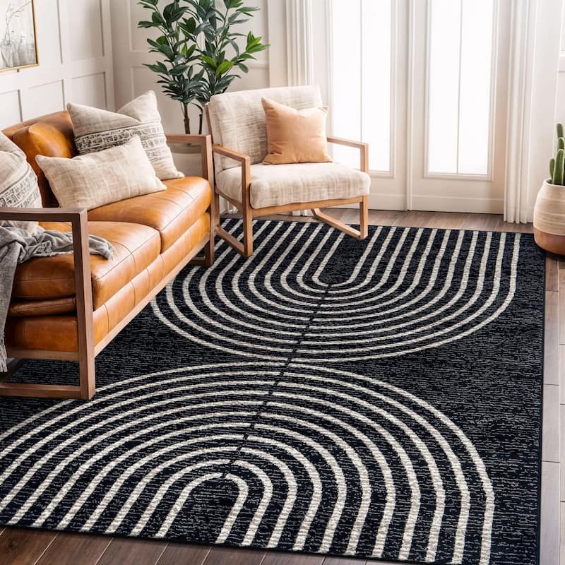 Southwestern Geometric Area Rug - Black - 5' x 7'