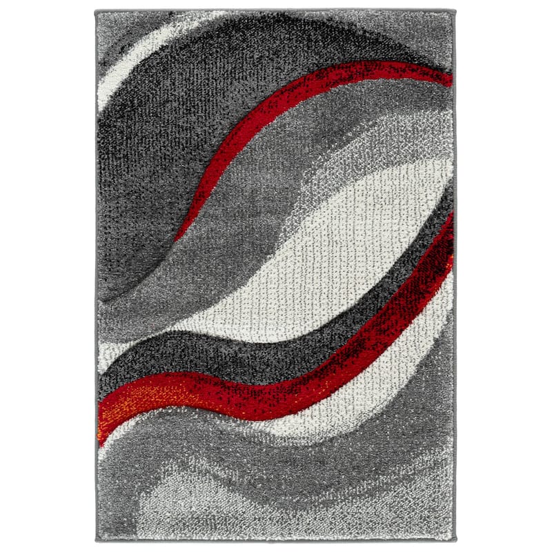 SAFAVIEH Hollywood Zohreh Mid-Century Modern Abstract Rug - 2' x 3' - Grey/Red