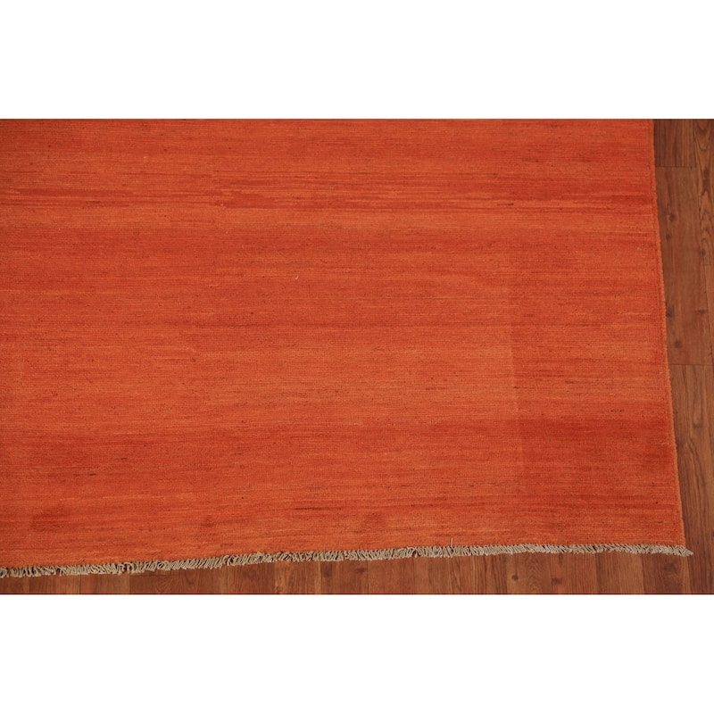 Modern Orange Gabbeh Oriental Area Rug Handmade Wool Carpet - 8'4" x 11'4"