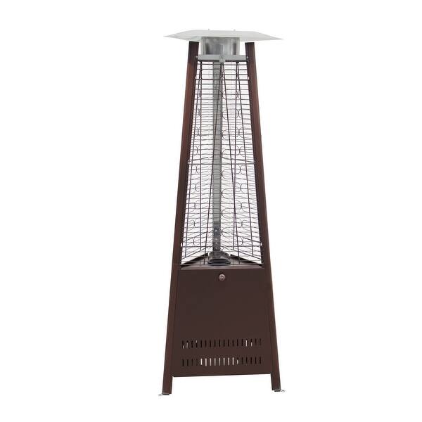 Belleze 42 000 Btu Outdoor Pyramid Propane Medium Glass Tube Dancing Flames Patio Heater Hammered Bronze Standard Overstock 21178814