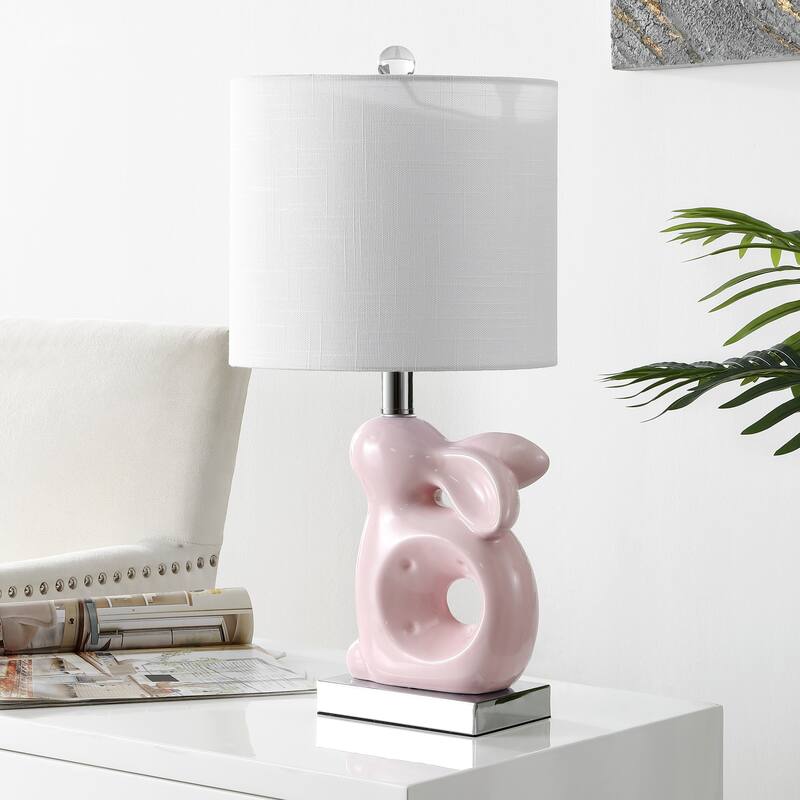 SAFAVIEH Kids Lighting Angelique 19" Rabbit Lamp - 10.3"x10"x19" - 10"Wx10"Dx19"H - Pink