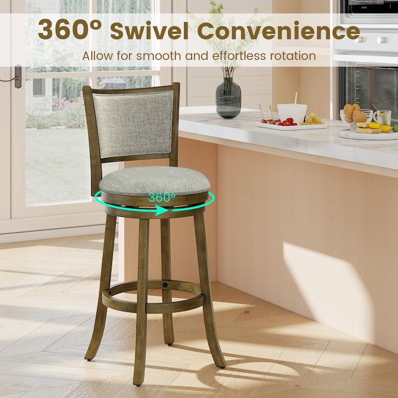 Gymax Swivel Bar Stools Set of 2 30 Inch Bar Height Chairs w/