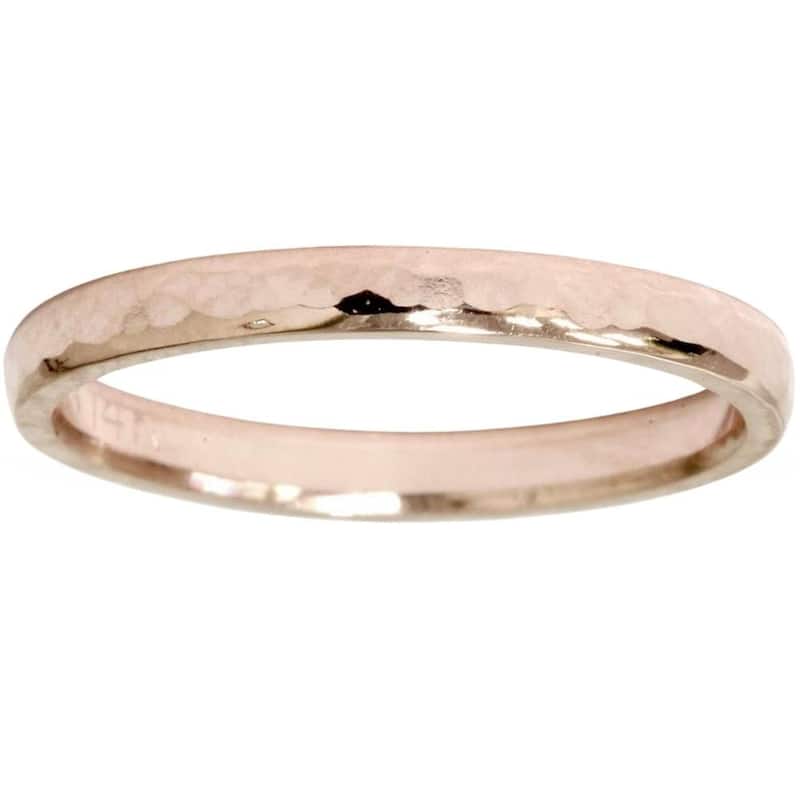 2mm Rose Gold Hammered Stackable Wedding Band