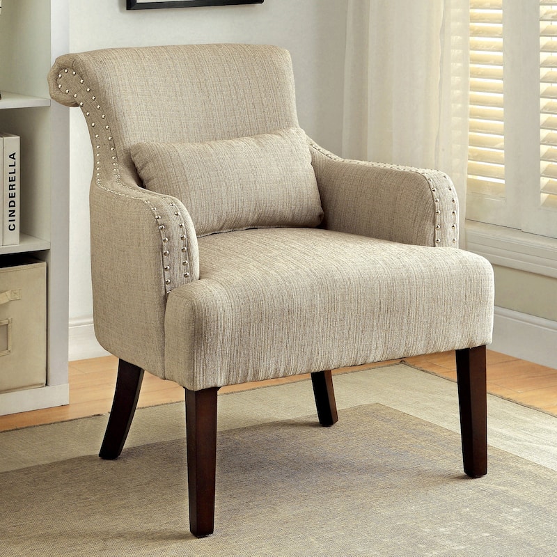 Nyer Contemporary Fabric Upholstered Accent Chair by Furniture of America - Beige