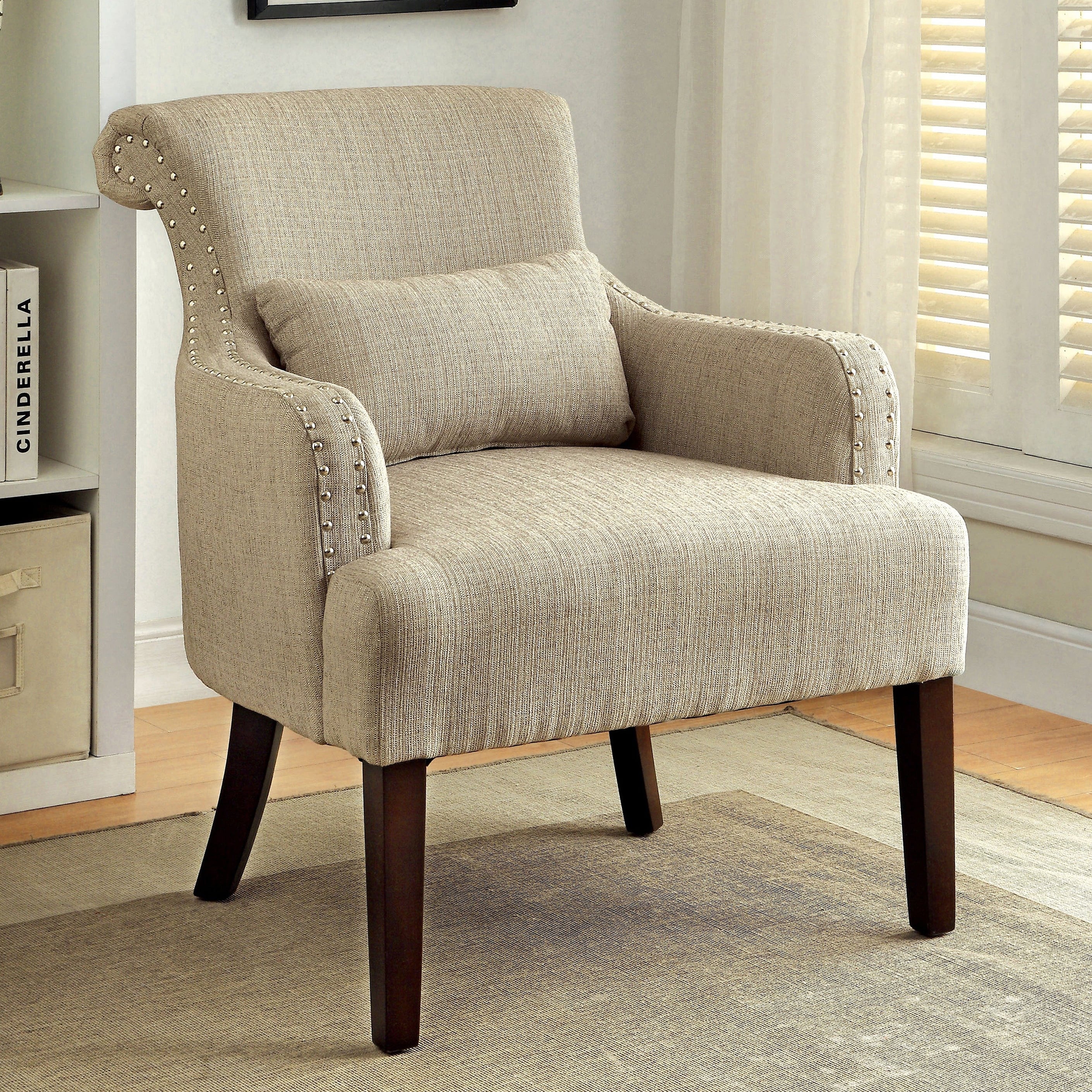Furniture of America Nyer Contemporary Fabric Upholstered Accent Chair