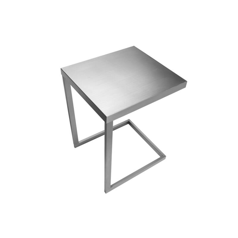 15 in. Silver Rectangle Metal End Table with C Shaped Frame