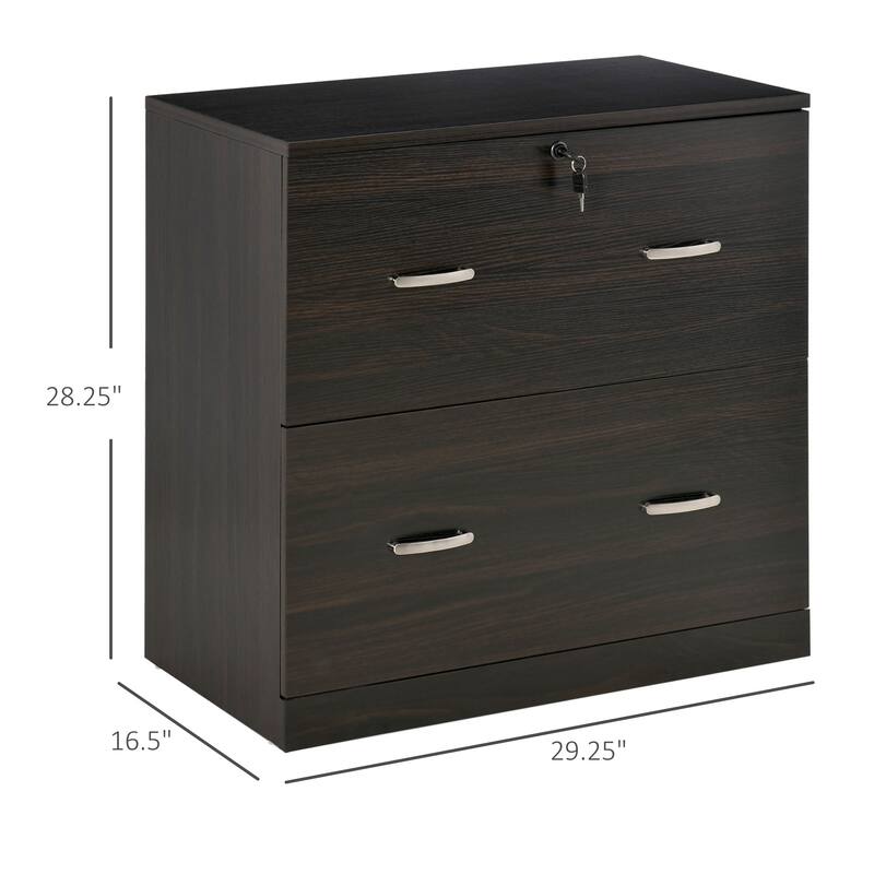 Vinsetto 2-Drawer File Cabinet with Lock, Vertical Storage Filing Cabinet with Hanging Bar for A4 Size, Home Office, Walunt