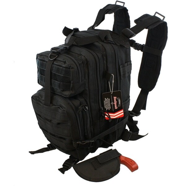 Waterproof Concealed Carry Tactical Assault Molle Backpack w/ Holster Day Carry - Black