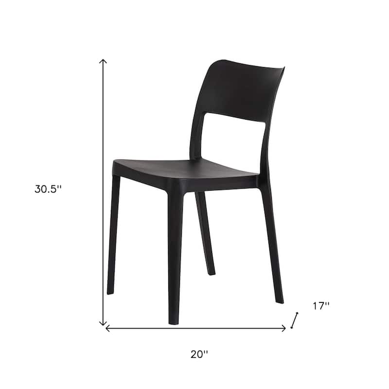 HomeRoots Set of Two Black Heavy Duty Plastic Outdoor Stacking Accent Chairs