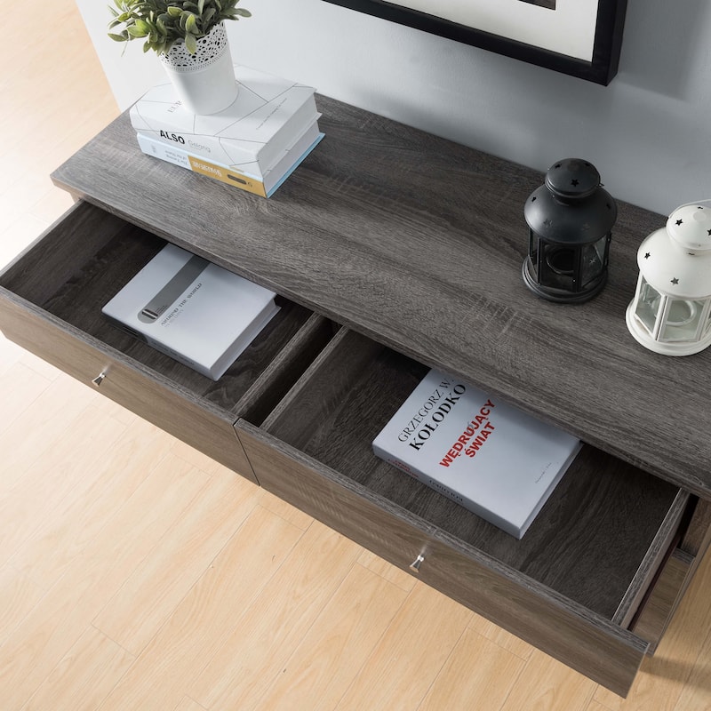 DH BASIC Mid-Century Modern Distressed Grey 47-inch Wide 6-Drawer Dresser with Knobs by Denhour
