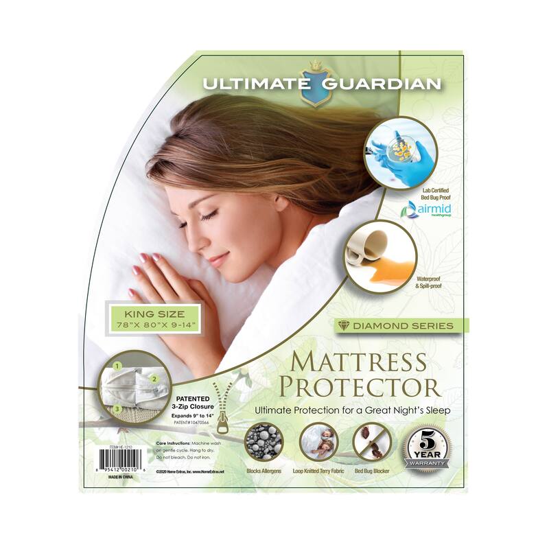 Hypoallergenic Bedbug Waterproof Cotton Top Complete Encasement Mattress Cover