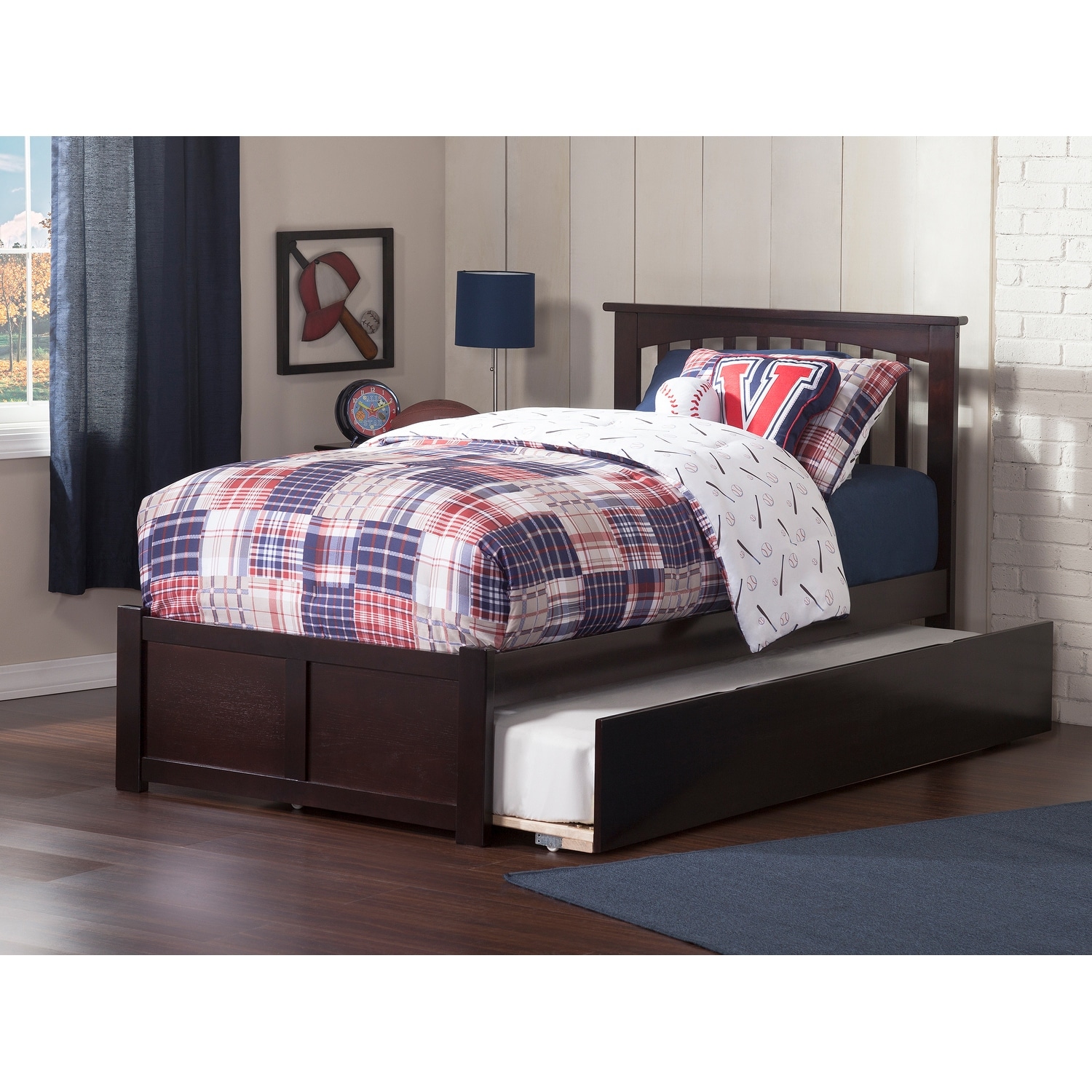 Mission Platform Bed with Footboard and Twin XL Trundle