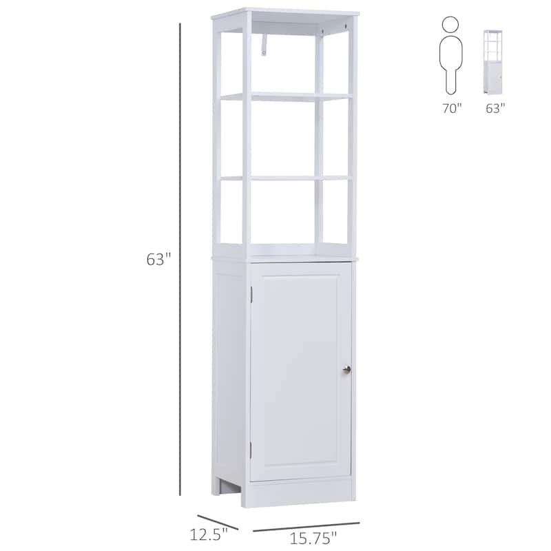 kleankin Freestanding Bathroom Tall Storage Cabinet Organizer Tower with Open Shelves & Compact Design