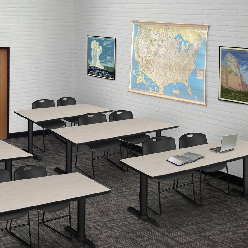 66" x 24" Training Table- Maple & 2 Stack Chairs- Black