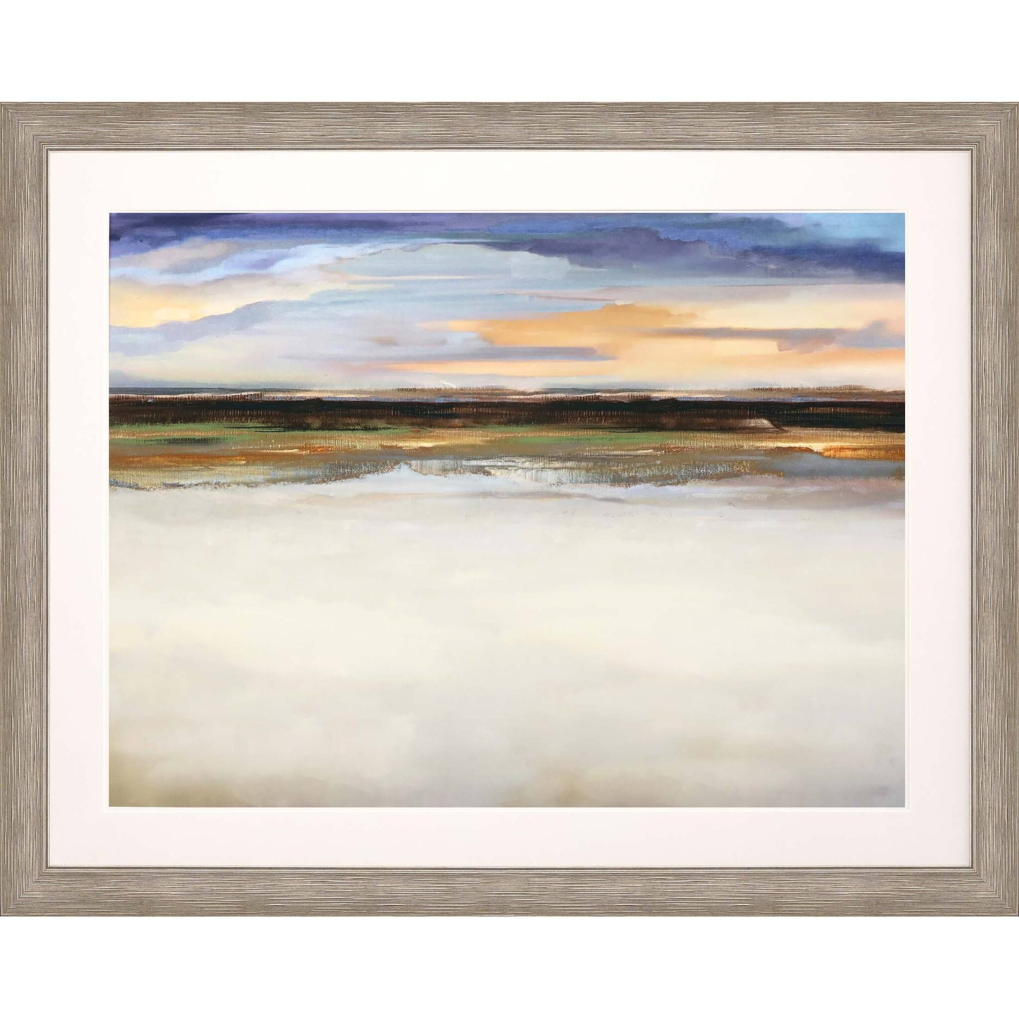 HomeRoots Twilight Framed Art Silver Picture Frame Print Wall Art Bed