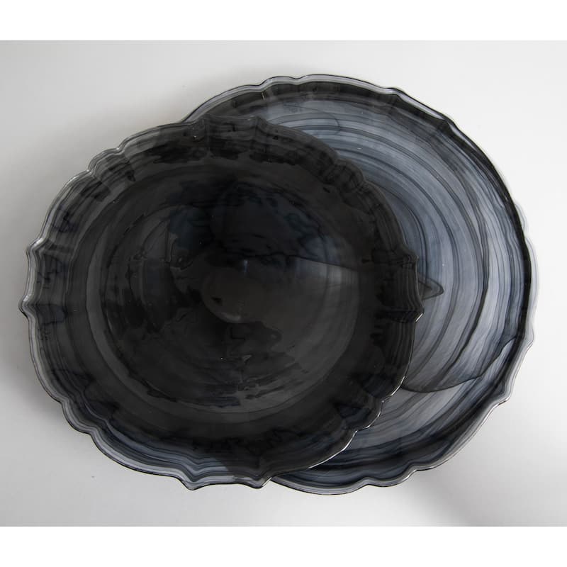 Swirl Glass Black Salad Plate 8" Dia- A - A