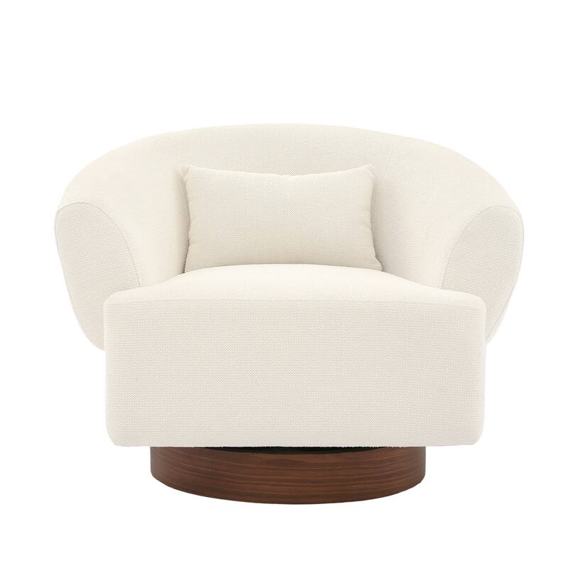 Set of 2 Modern Swivel Barrel Accent Chair with Solid Wood Base with Chenille Upholstery Armchair