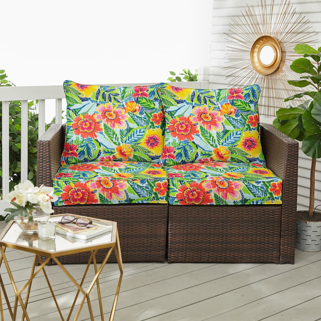 Sorra Home Pensacola Multi Outdoor/Indoor Deep Seating Loveseat Pillow and Cushion Set 22.5in x 22.5in x 5in