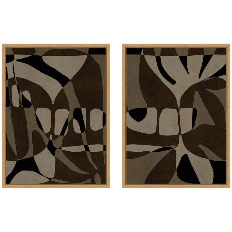 Kate and Laurel Sylvie Contour 1 and 2 Framed Canvas Art Set by Shatha Al Dafai