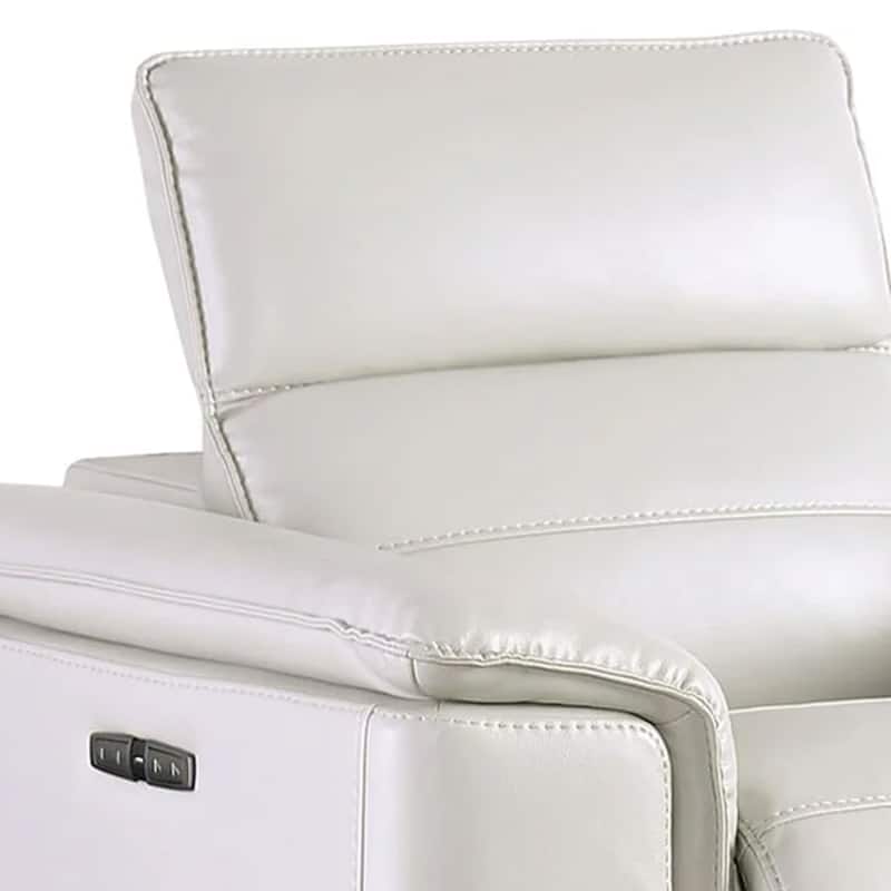 Cuny Power Recliner Chair, Taupe Gray Faux Leather, Wall Hug Back